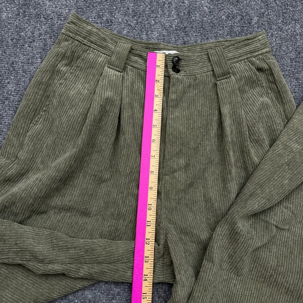 Madewell Corduroy High-Rise Tapered Pant 4 Distant Surplus Olive Green Pleated
